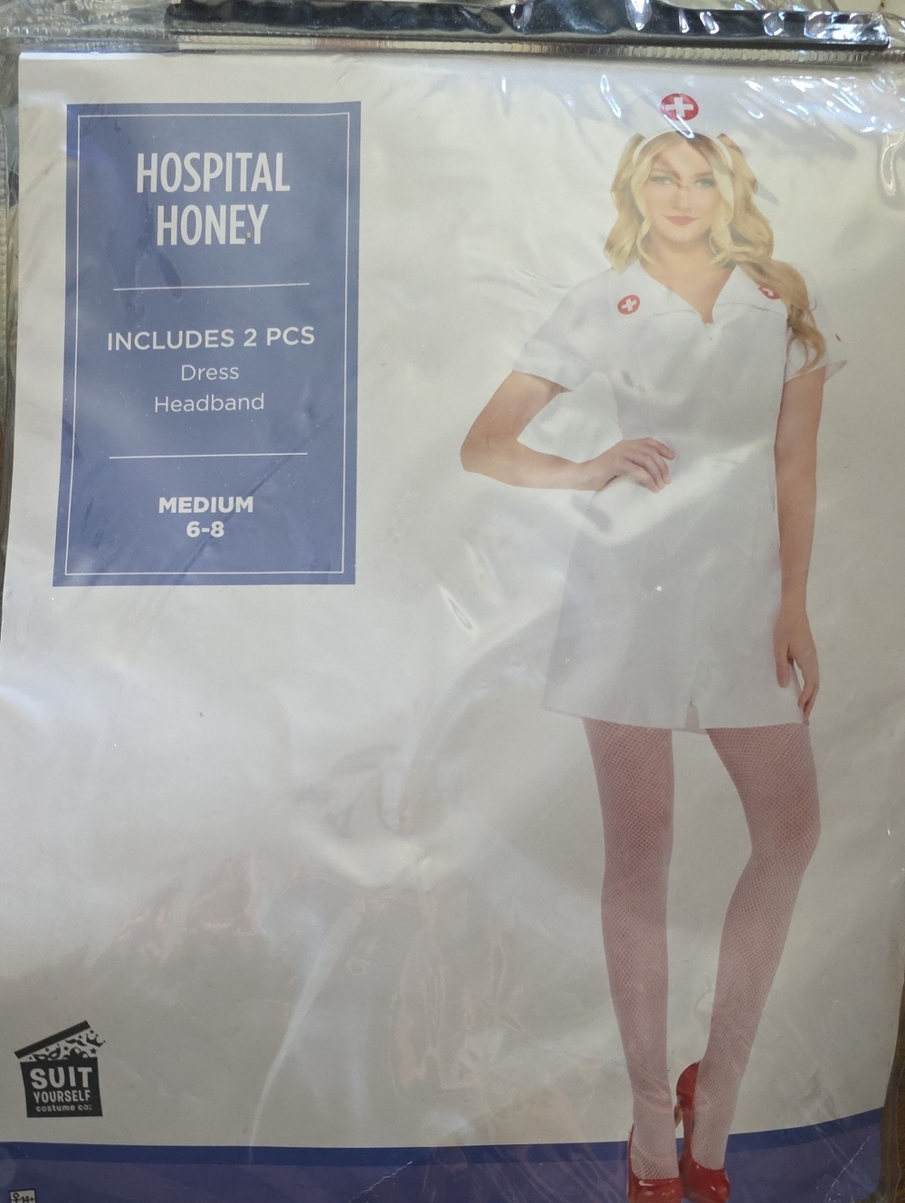 Hospital Honey Nurse Dress & Headband - White Costume